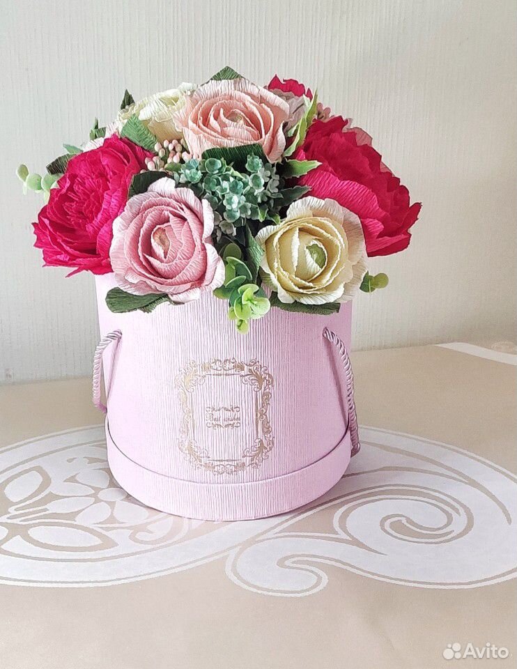 Букет подарок розы в шляпной коробке с конфетами ц купить на Зозу.ру - фотография № 7