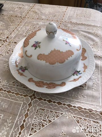 Масленка гдр, чайник Гжель, тарелки