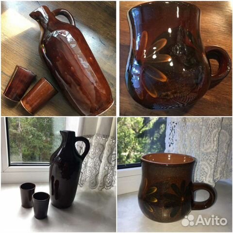 Керамика (Прибалтика, СССР). Кувшин, рюмки, чашка