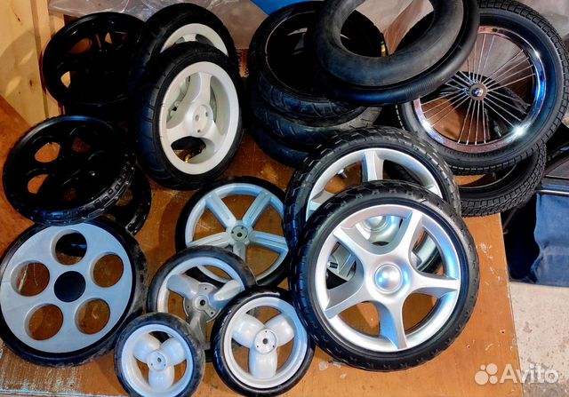 Колеса, покрышки и камеры для детской коляски, оси