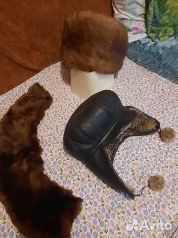Шапка норковая и кожаная