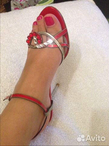 Босоножки красные loriblu с кристалами swarovski