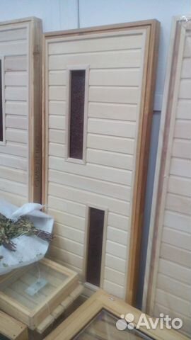 Дверь наборная 1800х750, липа с петлями и коробом Дверь наборная 1800х750, липа с петлями и коробом