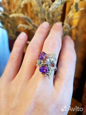 Аметисты и топаз в серебре