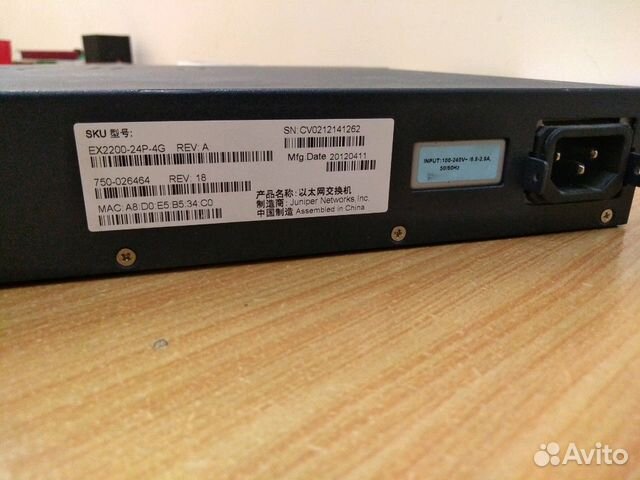 Коммутатор Juniper EX2200-24P-4G Коммутатор Juniper EX2200-24P-4G