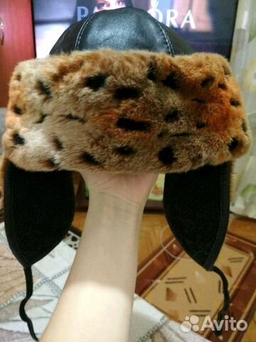 Шапка кожаная с мехом