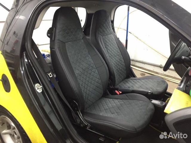 Чехлы на сиденья Smart Fortwo Алькантара Ромб