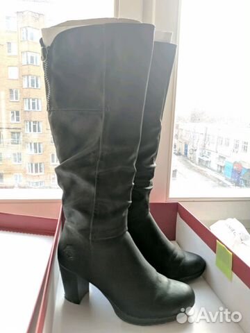 Сапоги женские демисезонные черные кожзам