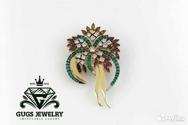 Золотая брошь с бриллиантами Золотая брошь с бриллиантами