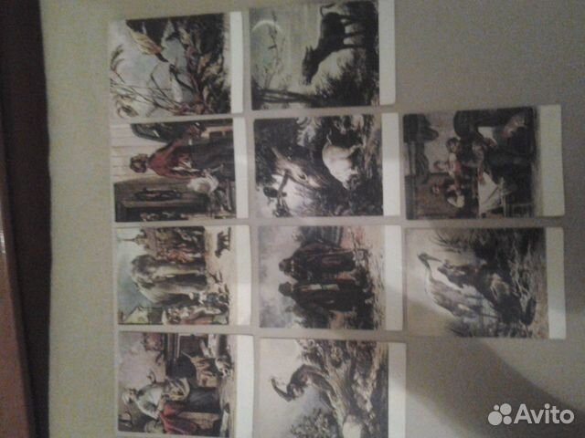Набор открыток басни И.А.Крылова 10 штук 1956 год