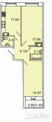 2-к квартира, 56.7 м², 24/25 эт.