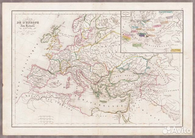 Антикварная карта Европы 1850-х годов