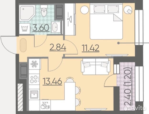 1-к квартира, 32.5 м², 11/11 эт. 1-к квартира, 32.5 м², 11/11 эт.