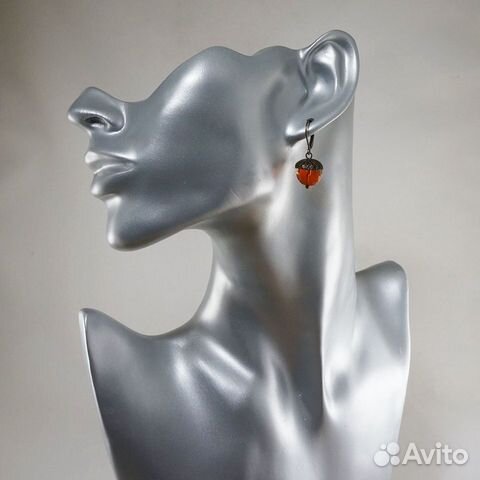 Серьги Желуди рыжие оранжевые Серьги Желуди рыжие оранжевые