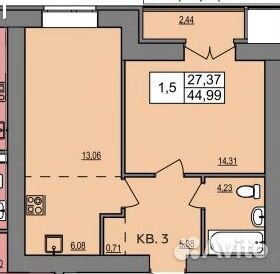 2-к квартира, 45 м², 4/14 эт. 2-к квартира, 45 м², 4/14 эт.
