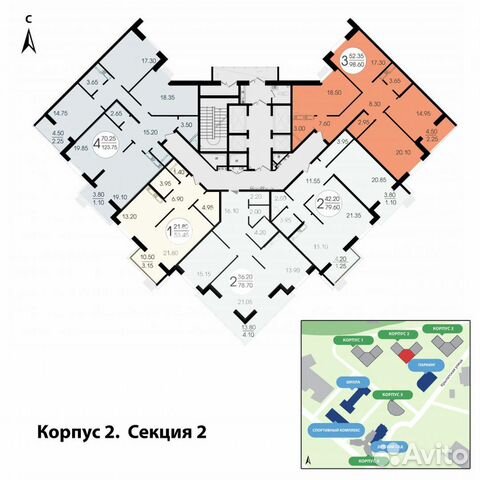 3-к квартира, 103.2 м², 20/24 эт. 3-к квартира, 103.2 м², 20/24 эт.