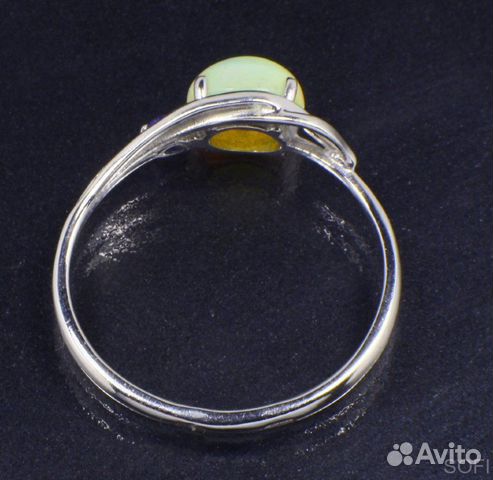 Серебряное кольцо с опалом и фианитом натуральным