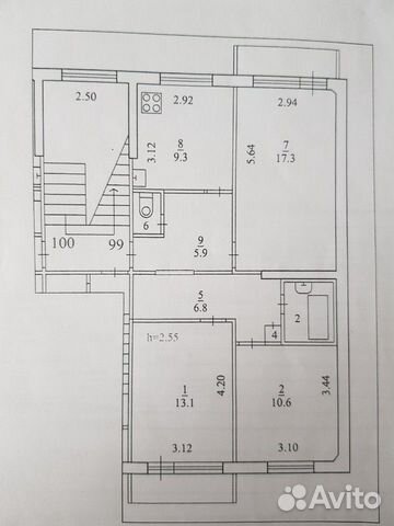 3-к квартира, 67 м², 1/5 эт.