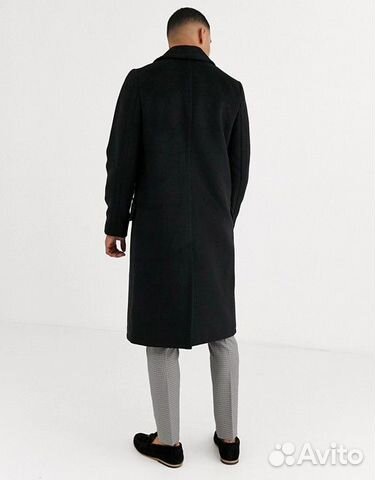 Черное двубортное пальто River Island