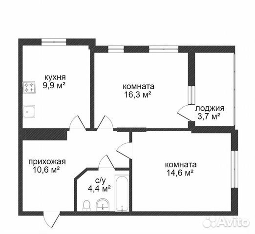 2-к квартира, 60 м², 9/21 эт.