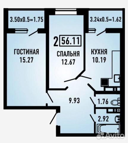 2-к квартира, 56.1 м², 8/19 эт.