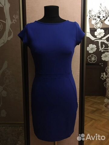 Синее платье футляр Stradivarius