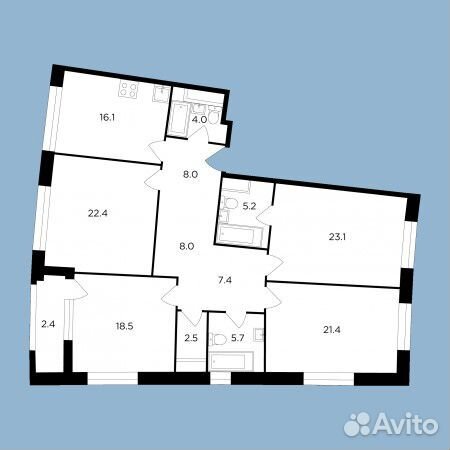 4-к квартира, 144.7 м², 11/18 эт. 4-к квартира, 144.7 м², 11/18 эт.