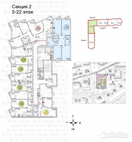 3-к квартира, 90 м², 11/22 эт.