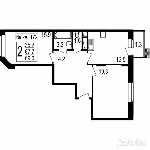 2-к квартира, 69 м², 5/7 эт. 2-к квартира, 69 м², 5/7 эт.