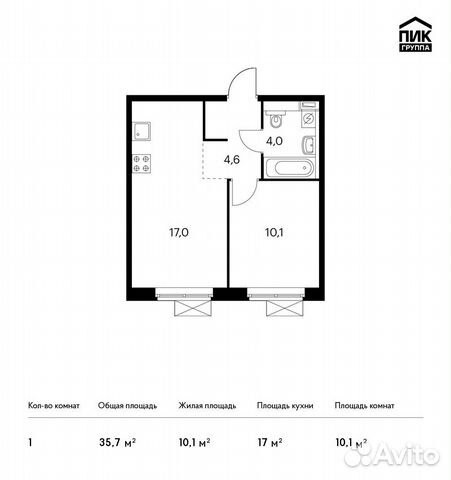 1-к квартира, 35.7 м², 2/25 эт. 1-к квартира, 35.7 м², 2/25 эт.