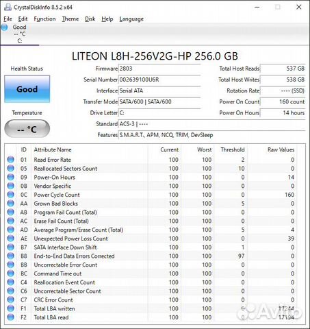 SSD lite-ON 256гб L8H-256V2G-HP SSD lite-ON 256гб L8H-256V2G-HP