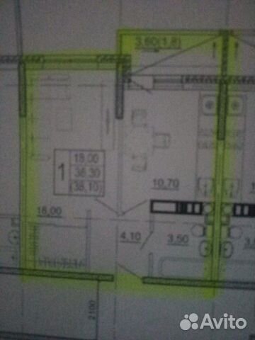 1-к квартира, 38 м², 9/10 эт.