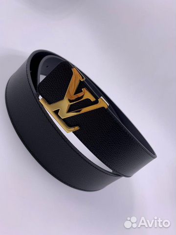 Новый мужской кожаный ремень Louis Vuitton чёрный