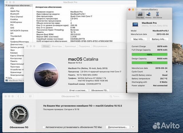 MacBook Pro 15 2013 Core i7 2,8 16gb 768SSD GT650