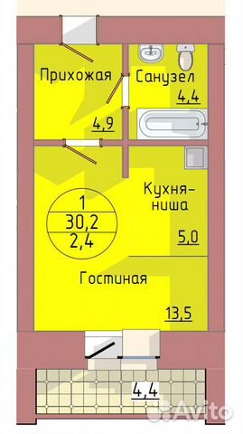 Студия, 30.1 м², 3/10 эт.