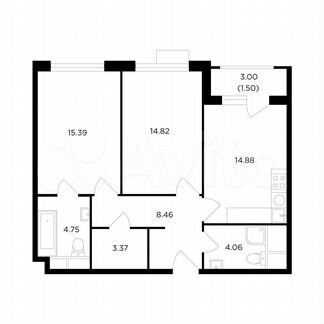 2-к квартира, 67.2 м², 11/27 эт.
