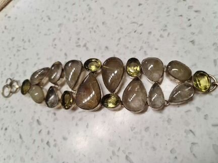 Серебряный браслет с натуральными камнями