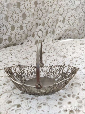 Ваза конфетница скань, мельхиор СССР