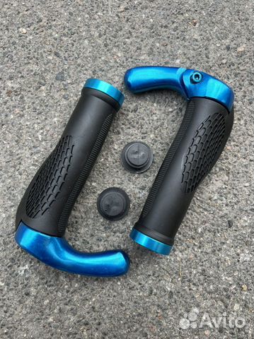 Грипсы эргономичные с рогами синий