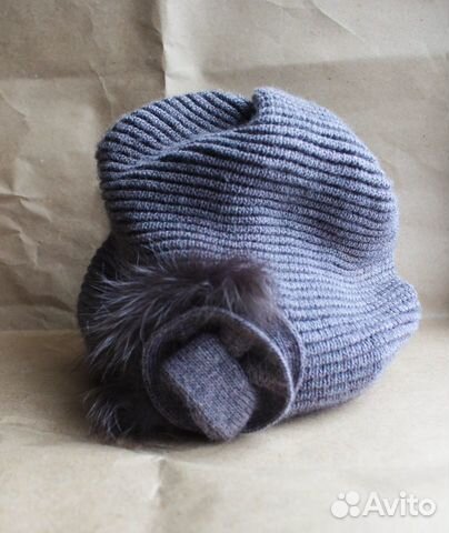Шапка тёплая шерсть/натуральный мех