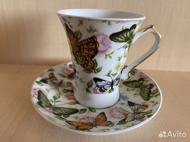 Элегантные Кофейные чашки и блюдца, набор 6 шт