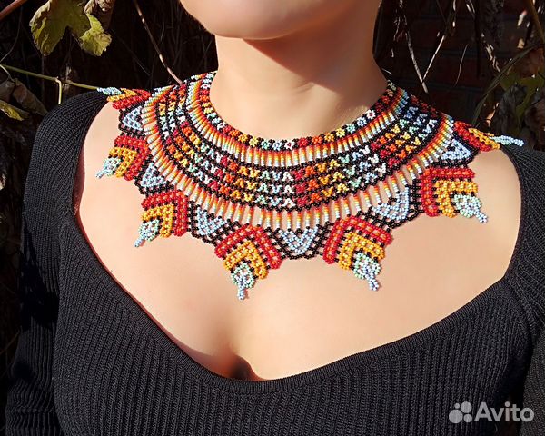 Колье воротник из бисера в этническом стиле Бохо