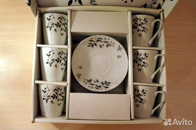 Набор 6 кофейных чашек (100 мл) и 6 блюдец