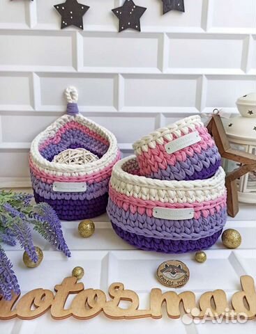 Корзиночки из трикотажной пряжи