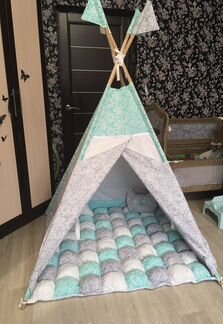 Детская палатка вигвам+ бомбон коврик