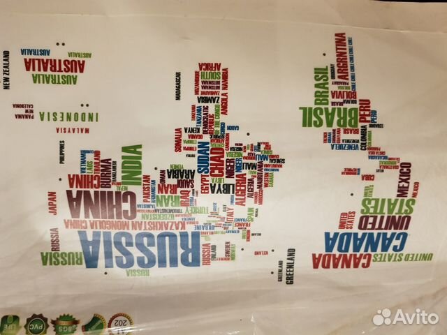 Карта мира наклейка на стену