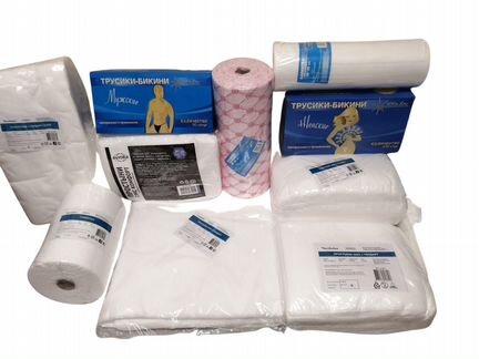 Простыни, полотенца, салфетки, трусики одноразовые