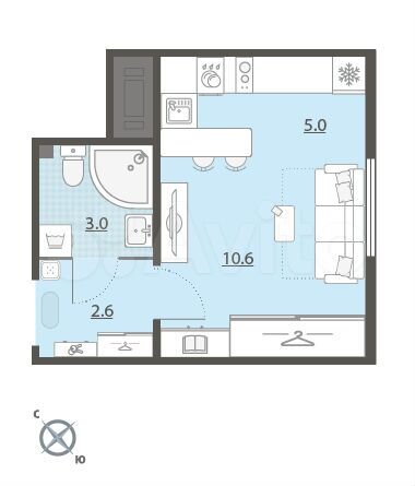 Квартира-студия, 21,4 м², 11/25 эт.
