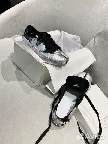 Кеды Maison Margiela silver Tabi Унисекс