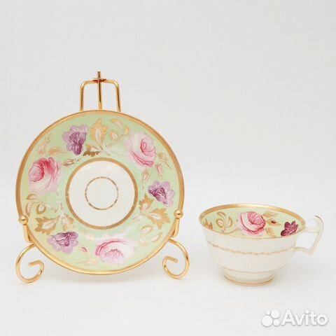 Старинная чайная пара с цветочным декором